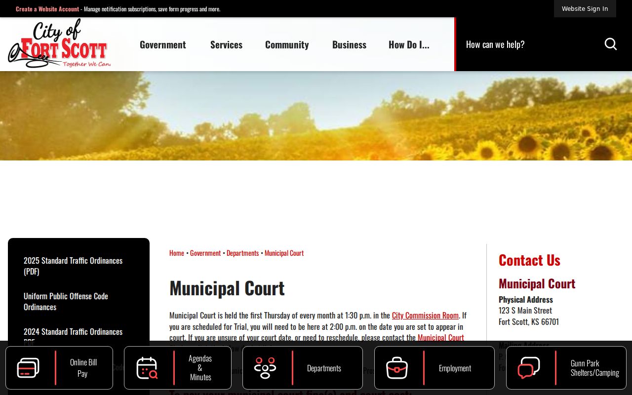 Bourbon County court dates on the Fort Scott municipal schedule