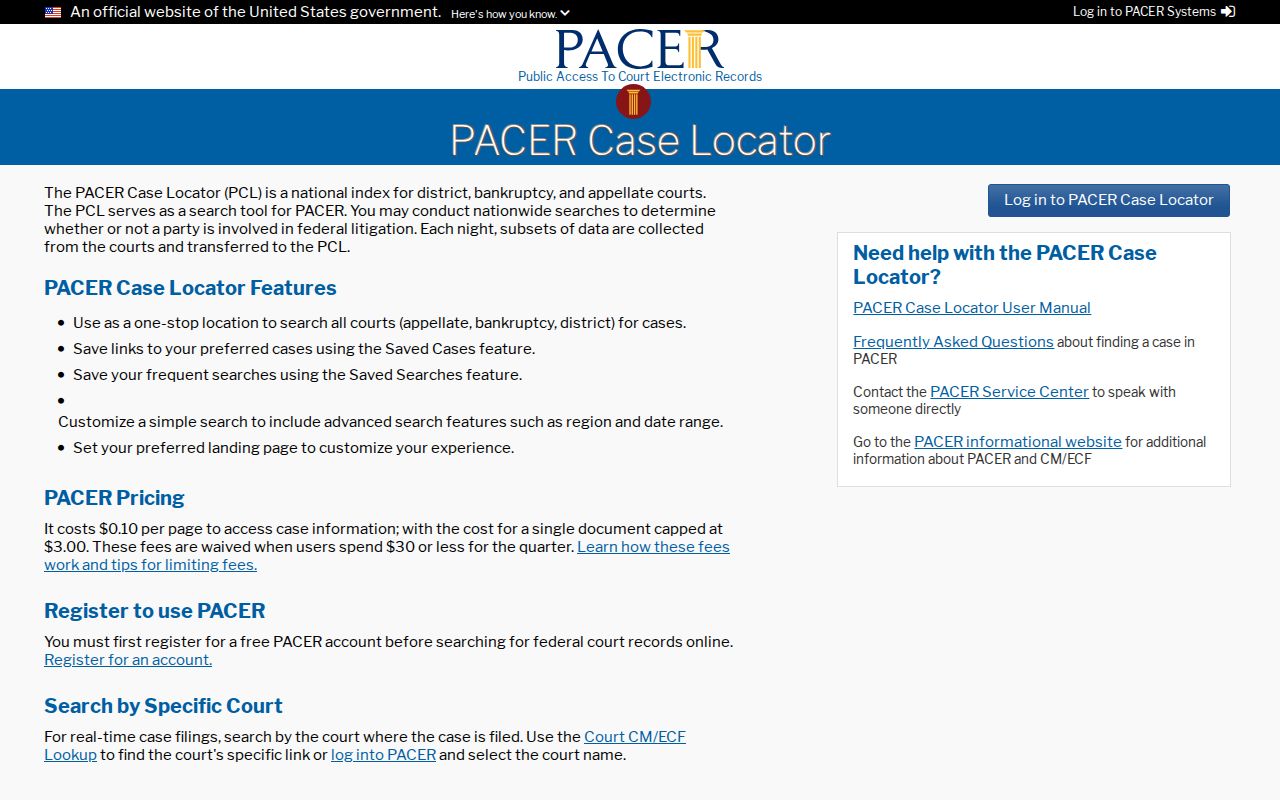 Bourbon County case lookup PACER locator