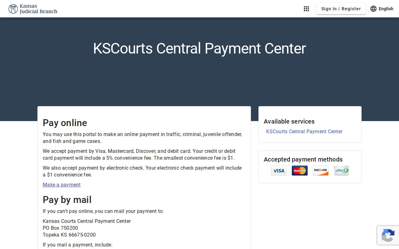 Bourbon County traffic ticket Central Payment Center