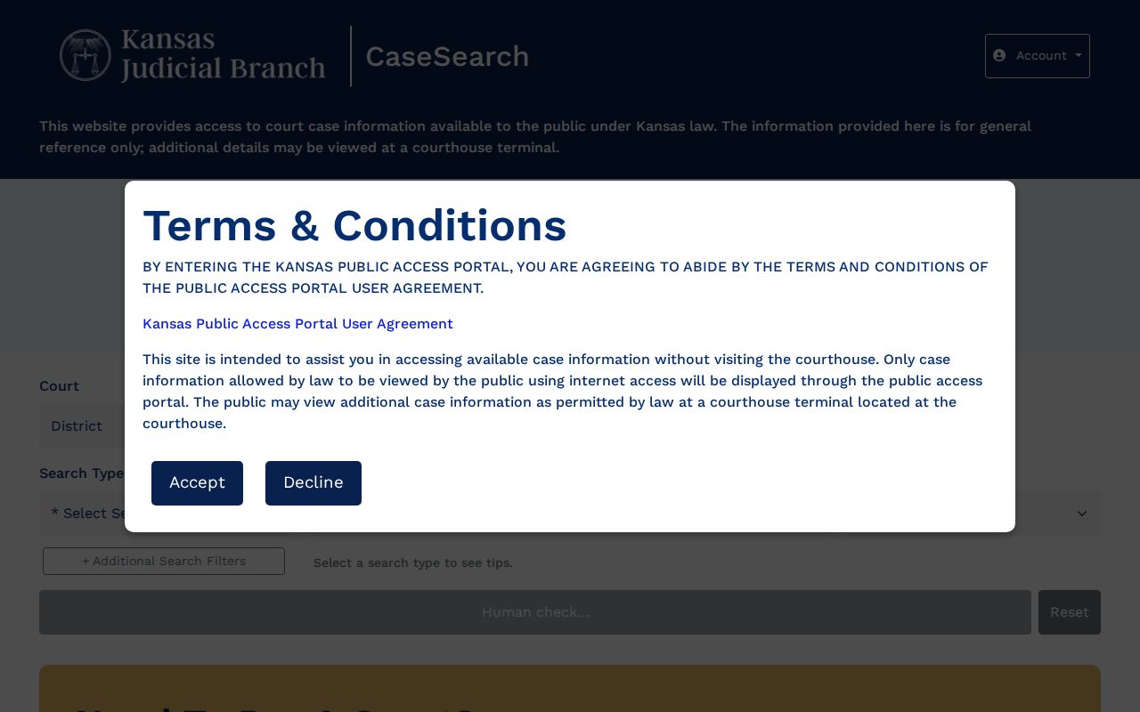 Bourbon County court docket search through Kansas CaseSearch